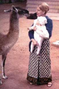 Pawprints Author Ina Hillebrandt and daughter Nicole face llama